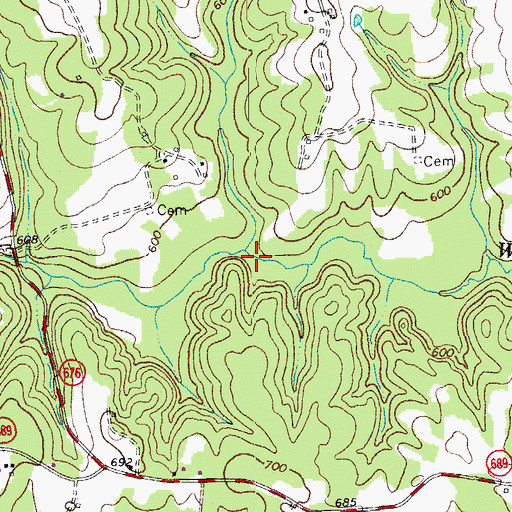 Topographic Map of Long Branch, VA