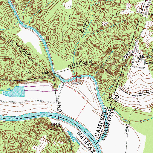Topographic Map of Long Branch, VA