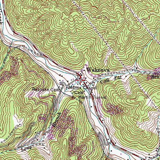 Topographic Map of Long Branch, VA