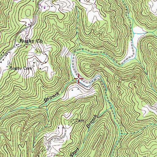 Topographic Map of Long Branch, VA