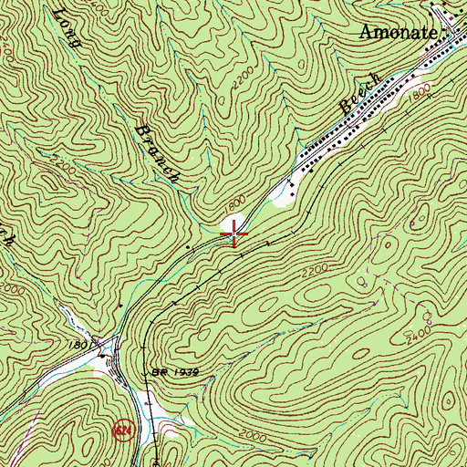 Topographic Map of Long Branch, VA