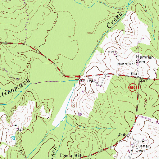 Topographic Map of Long Branch, VA