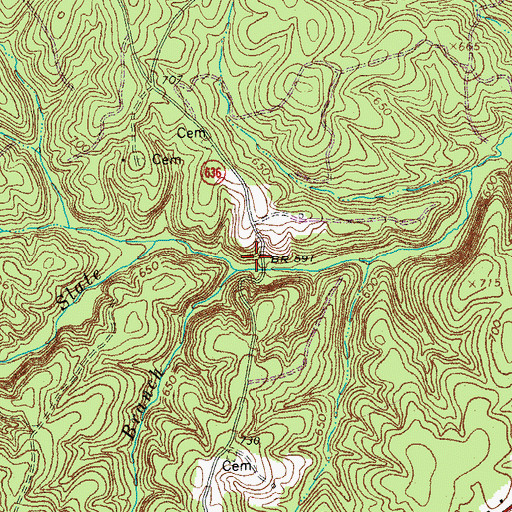 Topographic Map of Long Branch, VA
