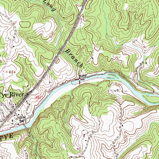 Topographic Map of Long Branch, VA