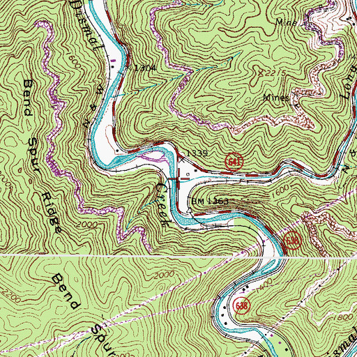 Topographic Map of Long Branch, VA