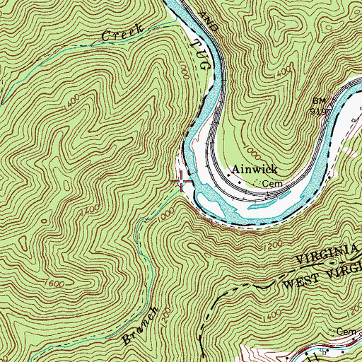Topographic Map of Long Branch, VA