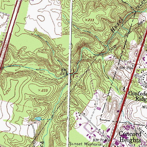 Topographic Map of Long Branch, VA