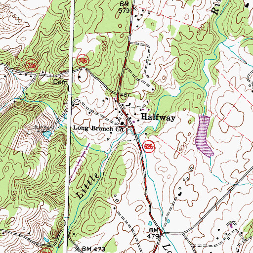 Topographic Map of Long Branch Church, VA