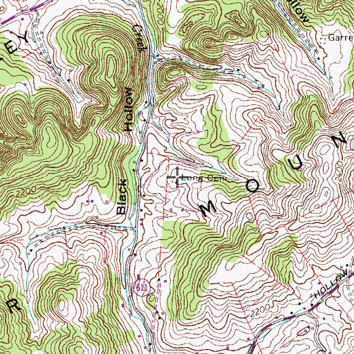 Topographic Map of Long Cemetery, VA