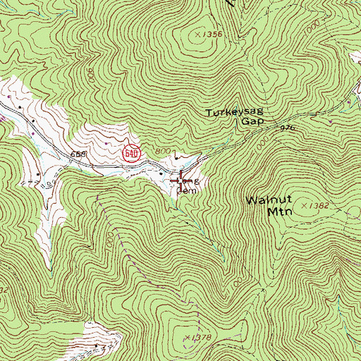 Topographic Map of Long Cemetery, VA