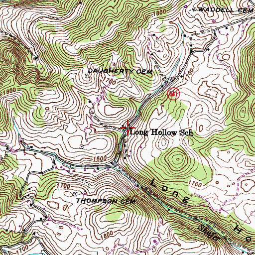 Topographic Map of Long Hollow School, VA