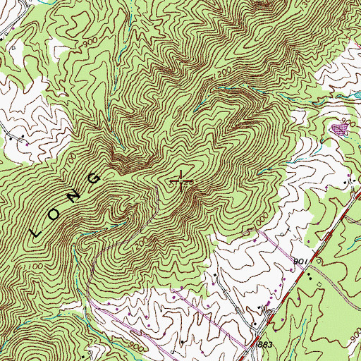 Topographic Map of Long Mountain, VA