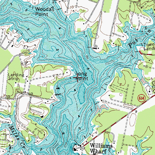 Topographic Map of Long Point, VA