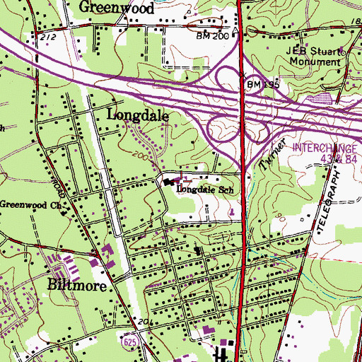 Topographic Map of Longdale Elementary School, VA