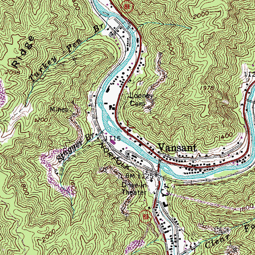 Topographic Map of Looney Cemetery, VA