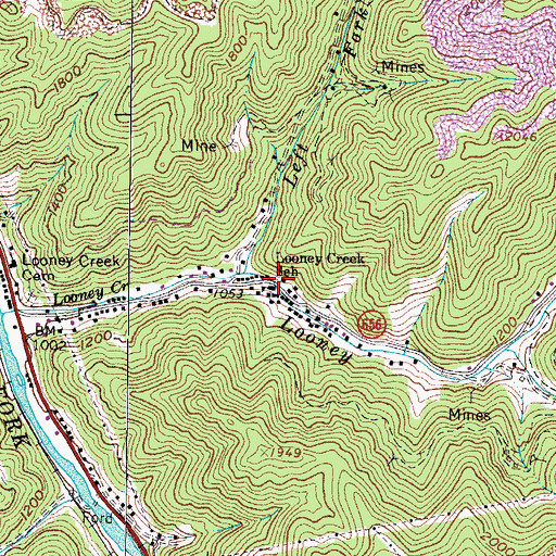 Topographic Map of Looney Creek School, VA
