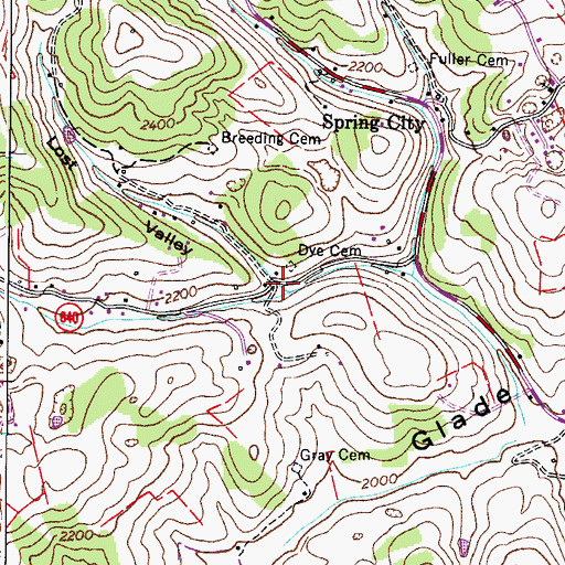 Topographic Map of Lost Valley, VA