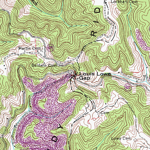Topographic Map of Louis Lowe Gap, VA