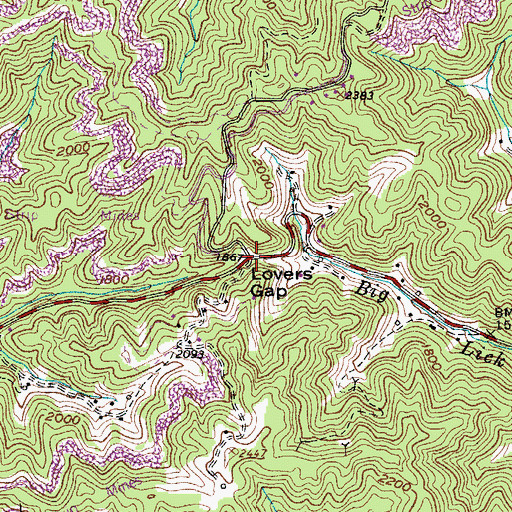Topographic Map of Lovers Gap, VA