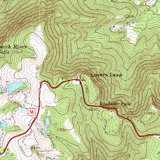 Topographic Map of Lovers Leap, VA