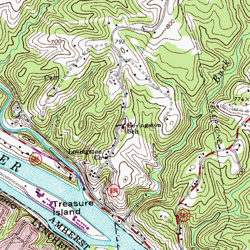 Topographic Map of Lovingston School, VA