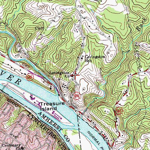 Topographic Map of Lovingston Baptist Church, VA
