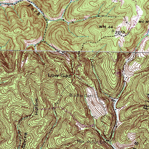 Topographic Map of Low Gap, VA