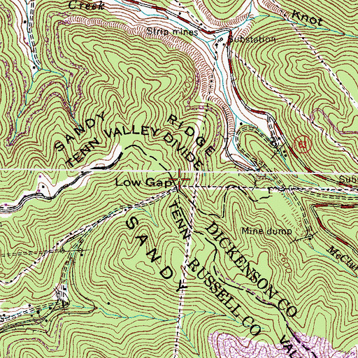 Topographic Map of Low Gap, VA