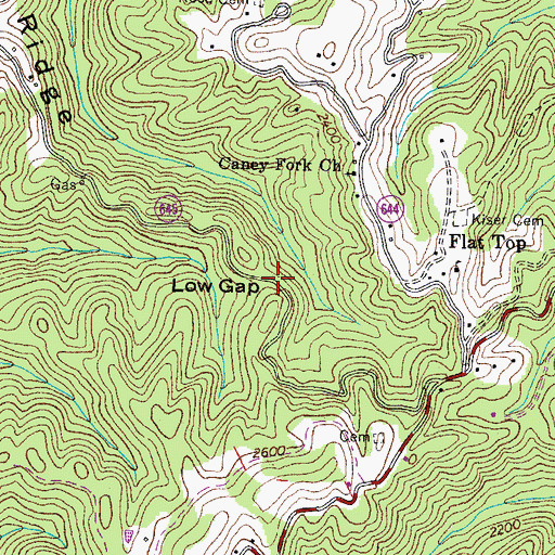 Topographic Map of Low Gap, VA