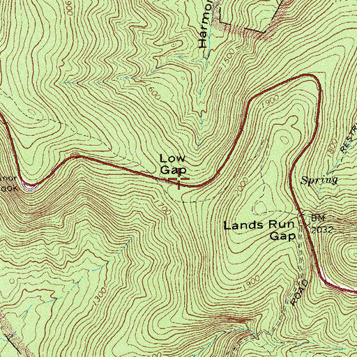 Topographic Map of Low Gap, VA