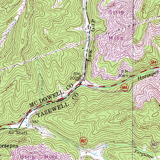 Topographic Map of Low Gap Branch, VA