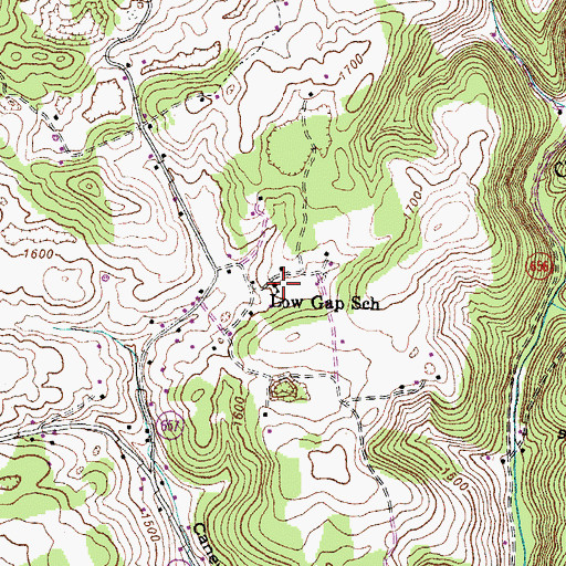 Topographic Map of Low Gap School, VA