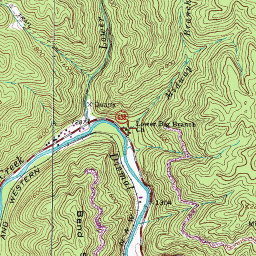 Topographic Map of Lower Big Branch Church, VA