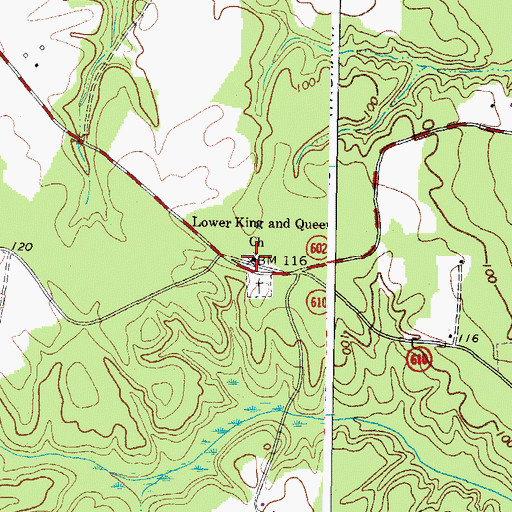 Topographic Map of Lower King and Queen Church, VA