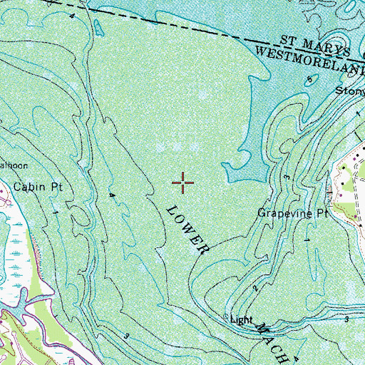 Topographic Map of Lower Machodoc Creek, VA