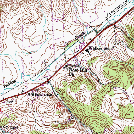 Topographic Map of Lower Rose Hill Church, VA