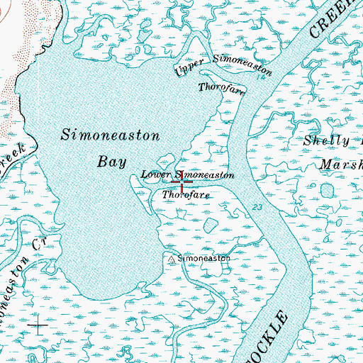 Topographic Map of Lower Simoneaston Thorofare, VA