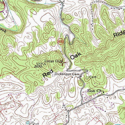 Topographic Map of Lucas Cemetery, VA