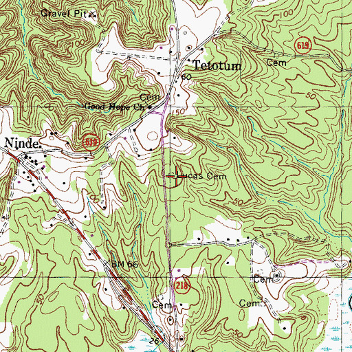 Topographic Map of Lucas Cemetery, VA