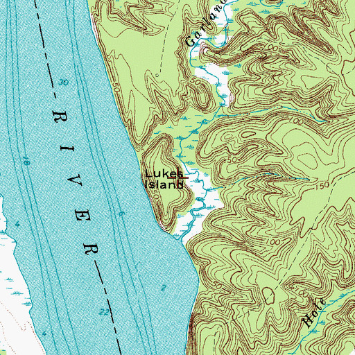Topographic Map of Lukes Island, VA