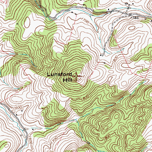 Topographic Map of Lunsford Hill, VA