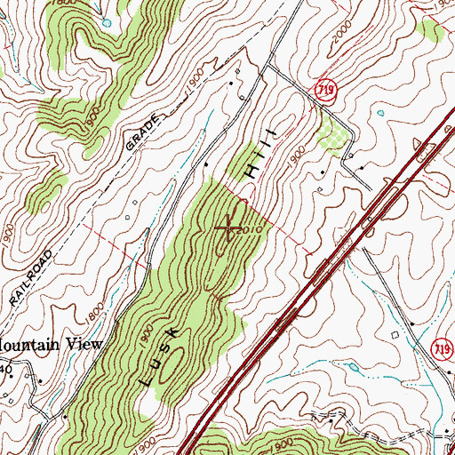 Topographic Map of Lusk Hill, VA