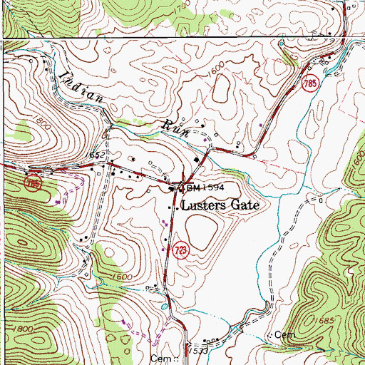 Topographic Map of Lusters Gate, VA