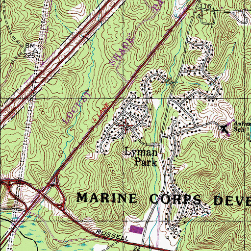 Topographic Map of Lyman Park, VA