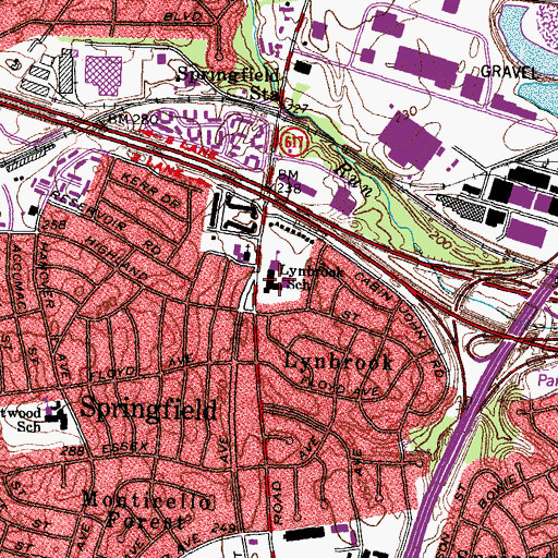 Topographic Map of Lynbrook Elementary School, VA