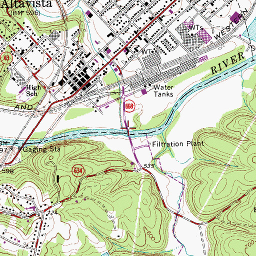 Topographic Map of Lynch Creek, VA