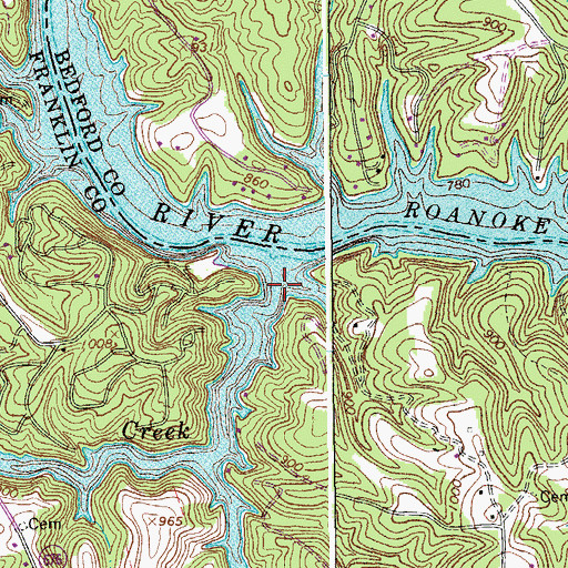 Topographic Map of Lynville Creek, VA