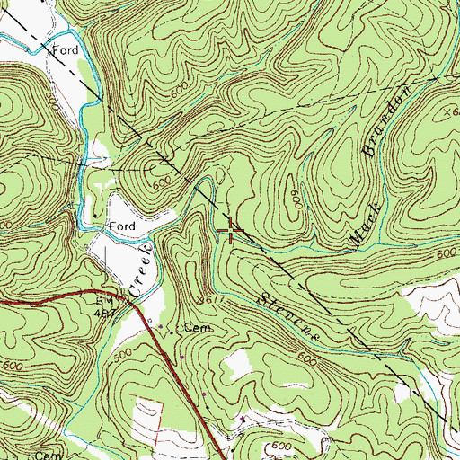 Topographic Map of Mack Brandon Branch, VA