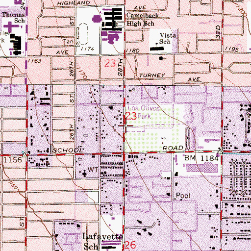 Topographic Map of Los Olivos Senior Center, AZ