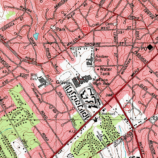 Topographic Map of James Madison High School, VA